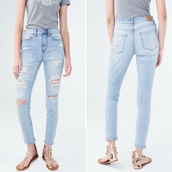 Aeropostale Seriously Stretchy High-Rise Jegging Size 6 Ripped Destroyed Skinny - Picture 7 of 11